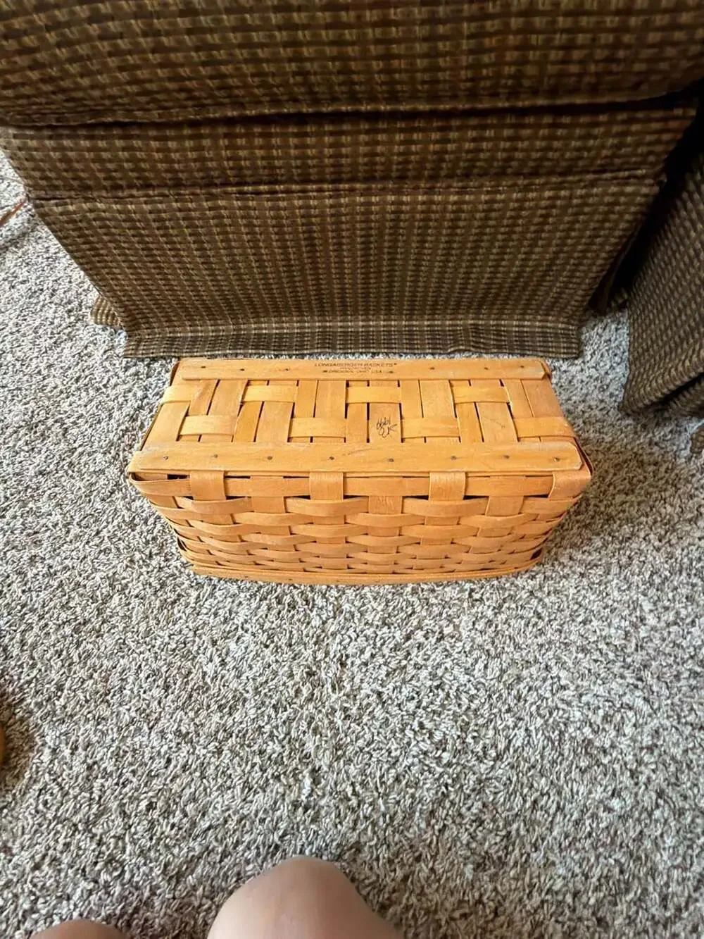 Longaberger 1999 Address Mail Basket Handwoven Dresden Ohio USA with Wood Lid